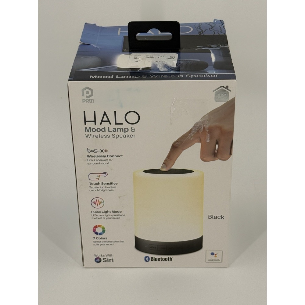 Pom Home HALO Mood Lamp & Wireless Bluetooth Speaker Brand New